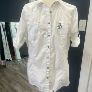 Harley-Davidson White Button-Down Women's Shirt